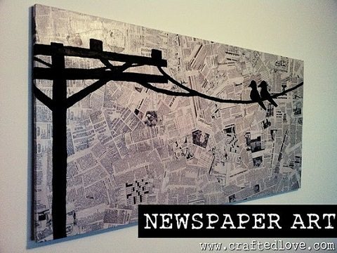 decoração com jornal - quadro de jornal