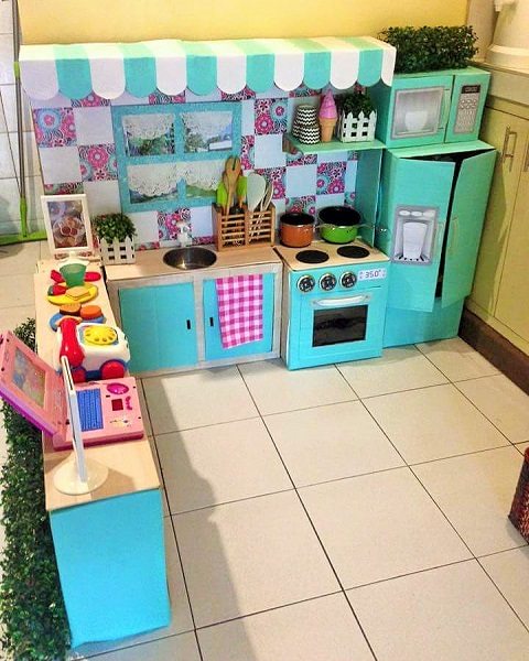 mini cozinha infantil de papelão