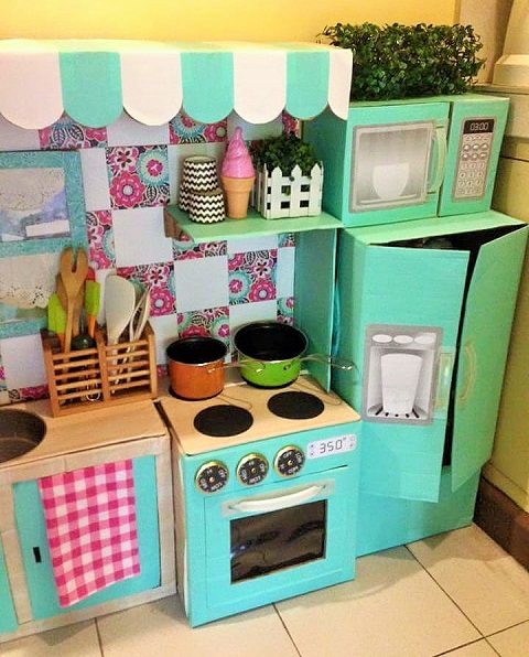 mini cozinha infantil de papelão