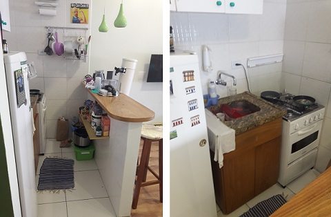 antes e depois reforma da pequena cozinha