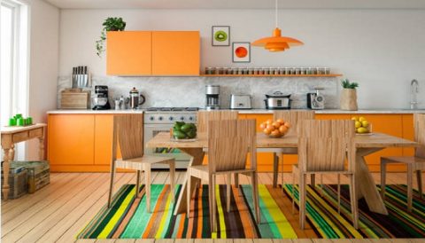 cozinha com armários coloridos