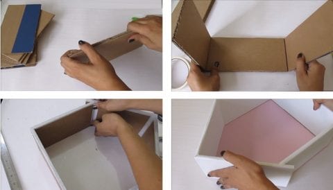 nicho de papelão em forma de casinha