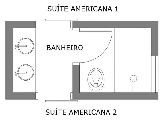 banheiro de suítes americanas