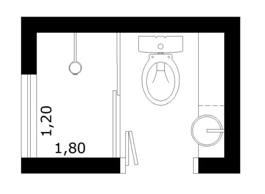 banheiro compacto 1,80x1,20m