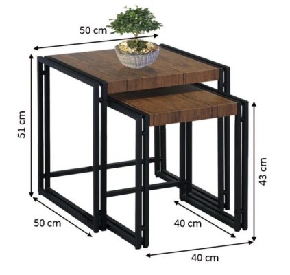 mesa lateral em madeira e metal