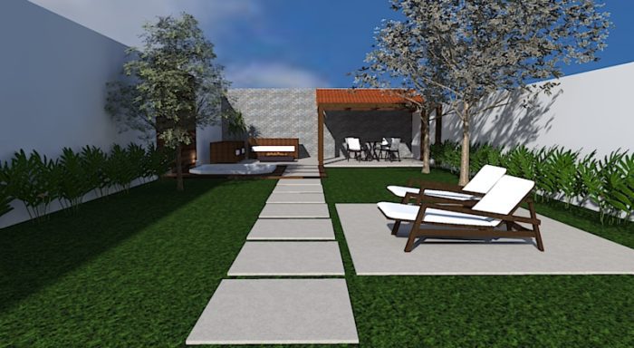 projeto de quintal com hidro e lareira