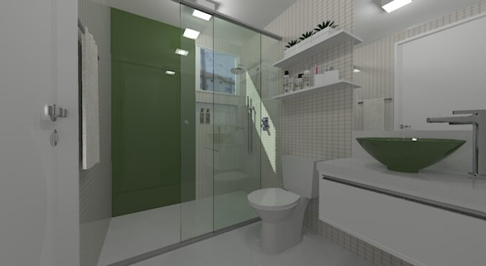 banheiro branco e verde